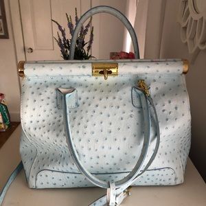 Italian Ostrich Skin Leather bag from Florence